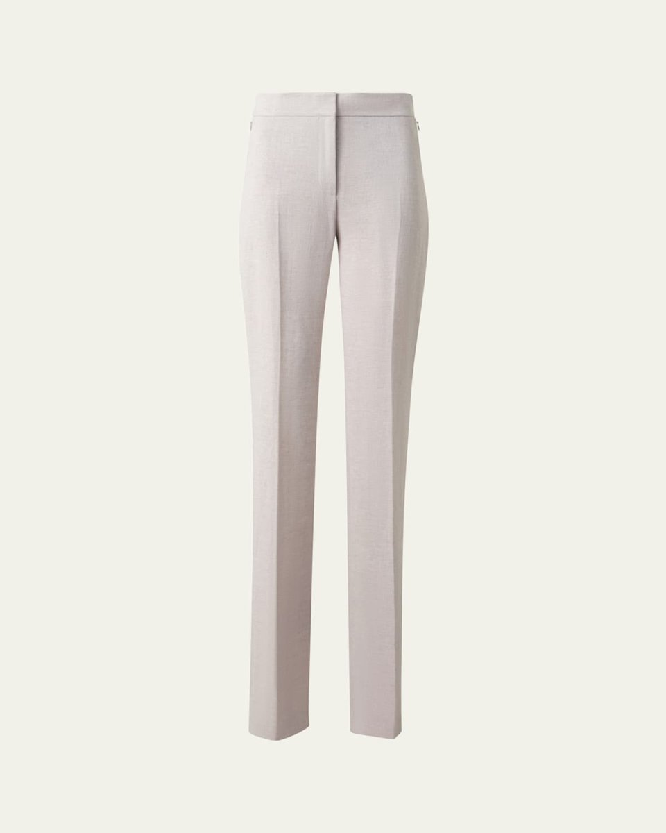 Carl Twisted Linen Double-Face Straight-Leg Pants